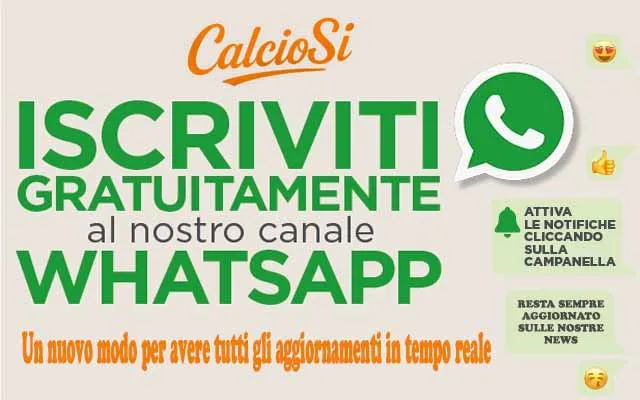 WHATTSAPP - Iscriviti gratis al Canale di CalcioSi