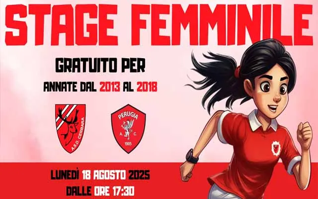 Stage femminile a Cerbara con l’A.C. Perugia: occasione unica per le giovani calciatrici